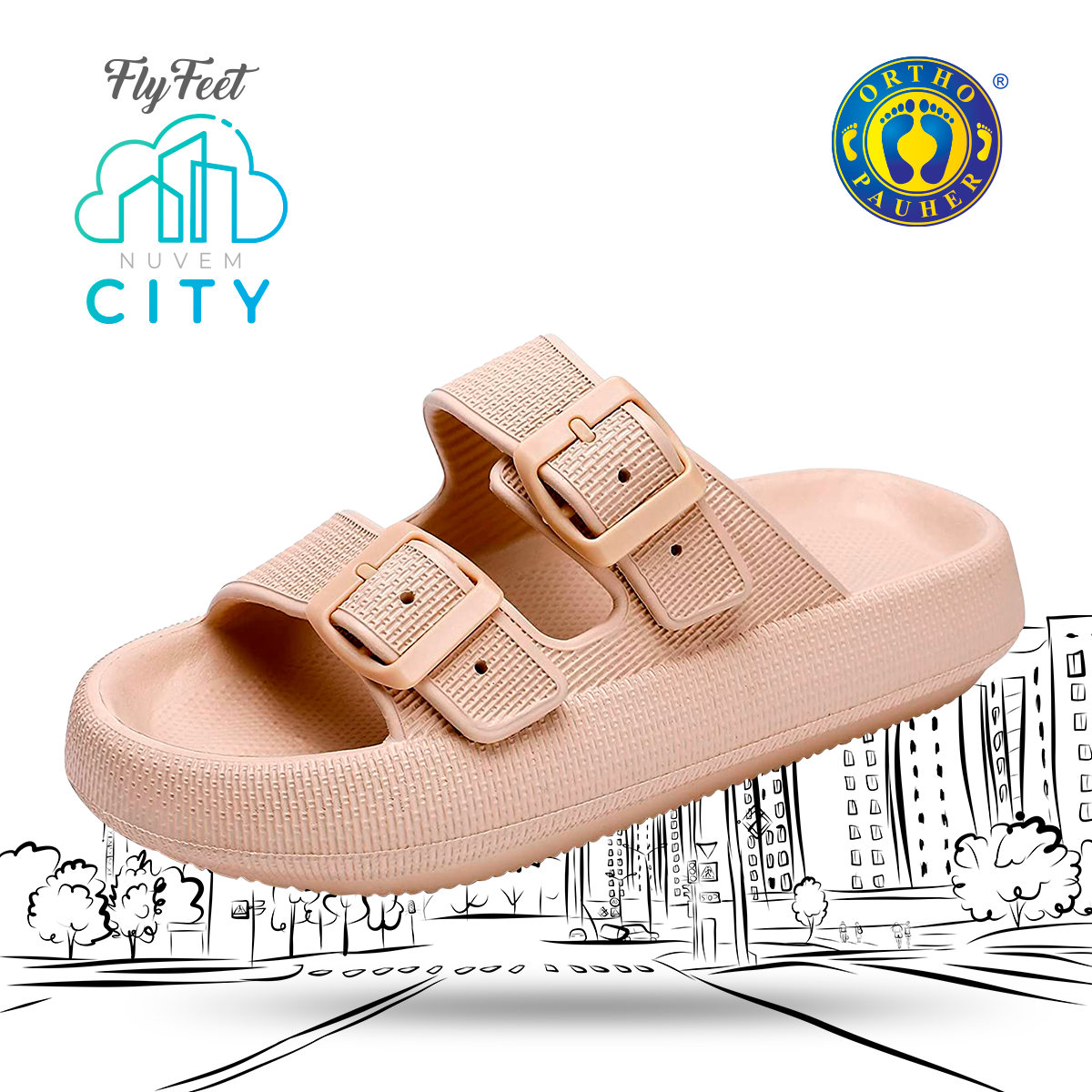 SANDÁLIA ORTOPÉDICA FLY FEET NUVEM CITY - ORTHO PAUHER