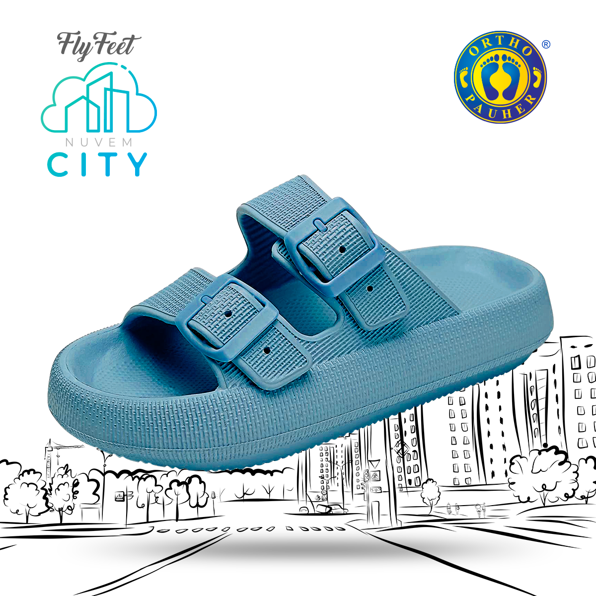 SANDÁLIA ORTOPÉDICA FLY FEET NUVEM CITY - ORTHO PAUHER
