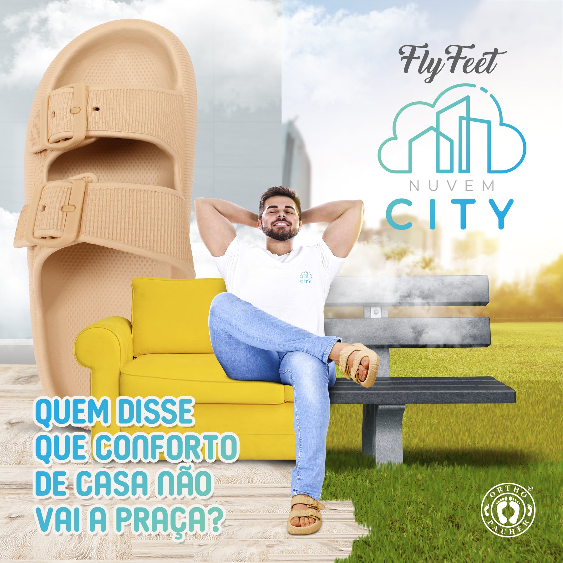 SANDÁLIA ORTOPÉDICA FLY FEET NUVEM CITY - ORTHO PAUHER