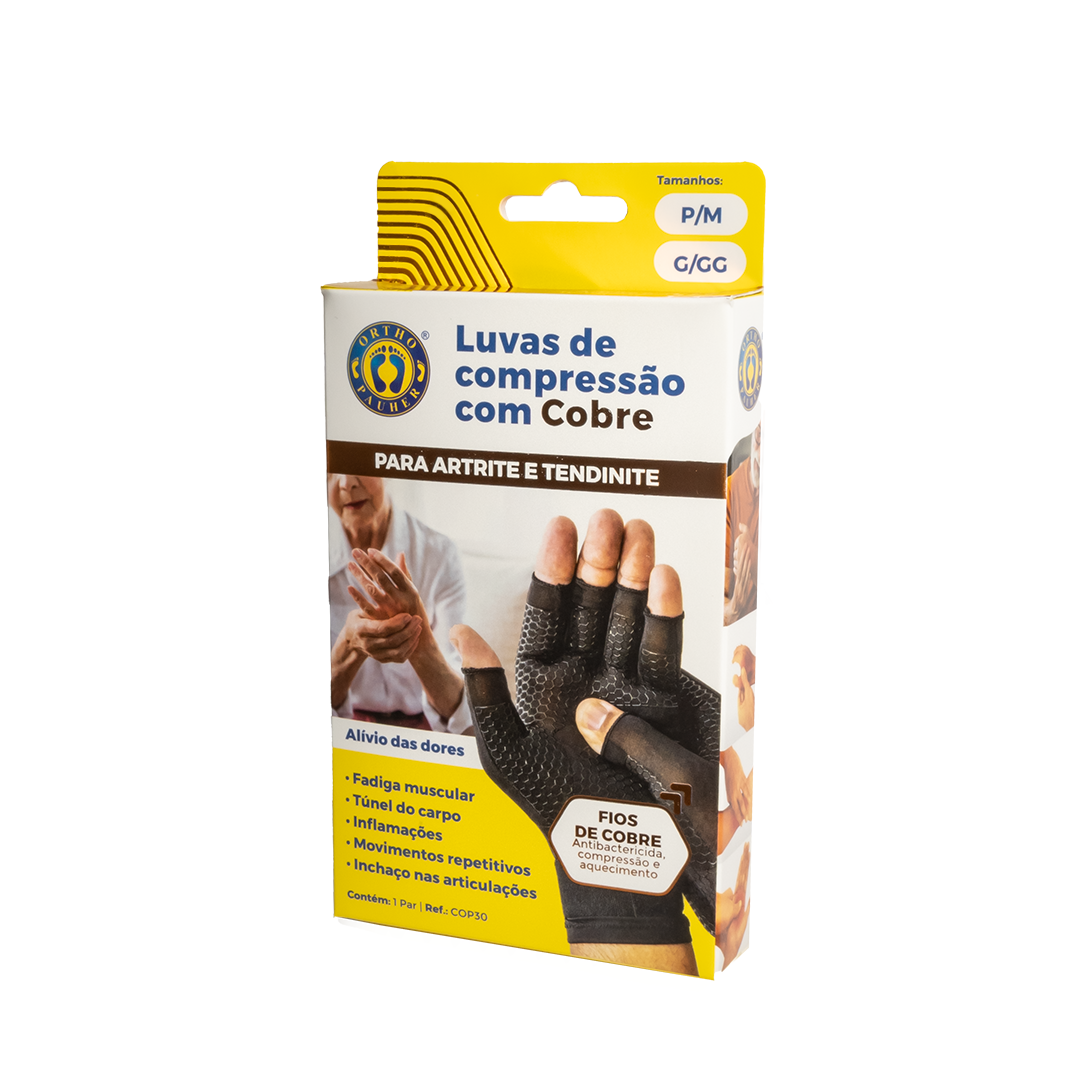 LUVAS DE COMPRESSÃO COM COBRE PARA ARTRITE E TENDINITE