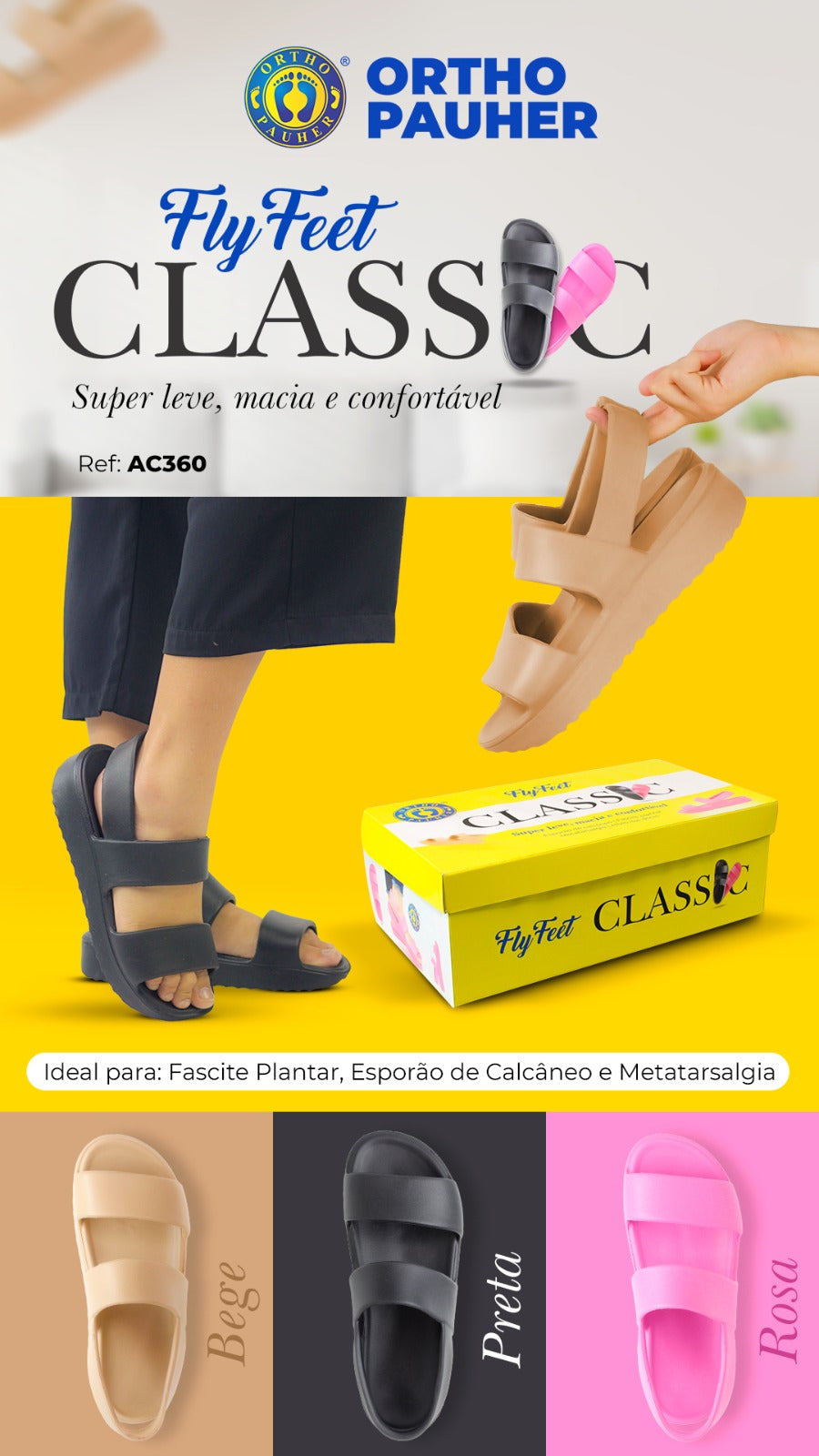 SANDÁLIA ANABELA FLYFEET CLASSIC - ORTHO PAUHER