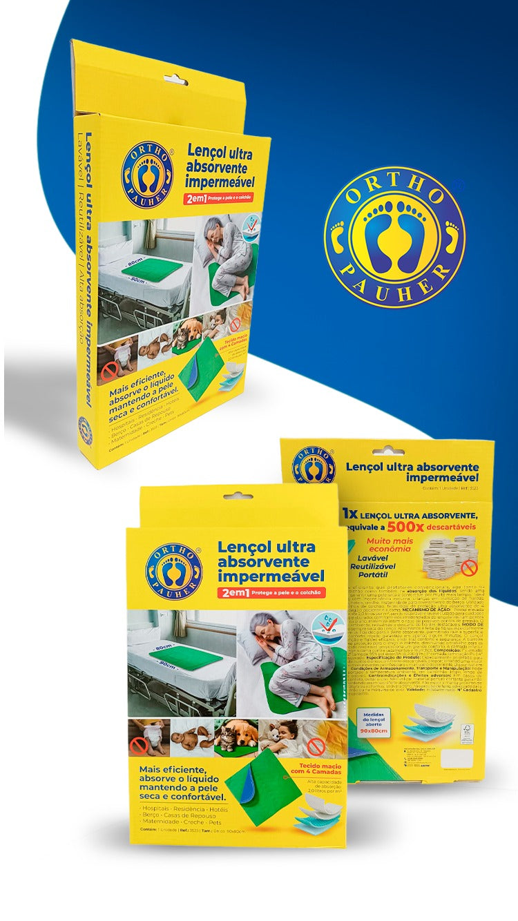 LENÇOL ULTRA ABSORVENTE IMPERMEÁVEL TOQUE SECO BACTERICIDA ANTI ODOR REUTILIZAVEL 500X