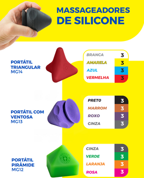 Automassageador Portátil de Silicone - Modelos Triangular, Pirâmide e Ventosa
