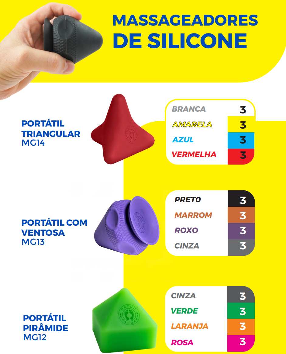 Automassageador Portátil de Silicone - Modelos Triangular, Pirâmide e Ventosa